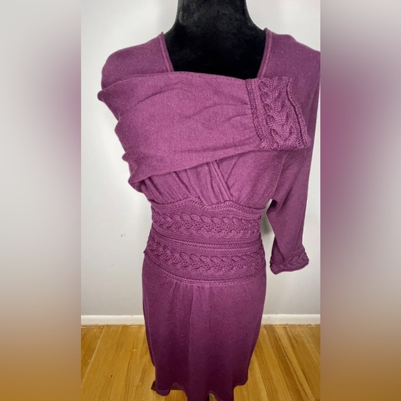 Max Studio Knitted Eggplant/Plum color Dress. Size XSmall - Picture 3 of 4